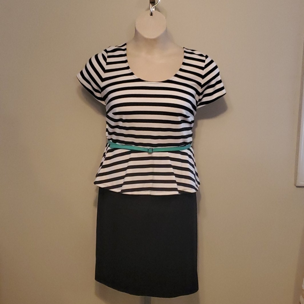 B&W peplum dress